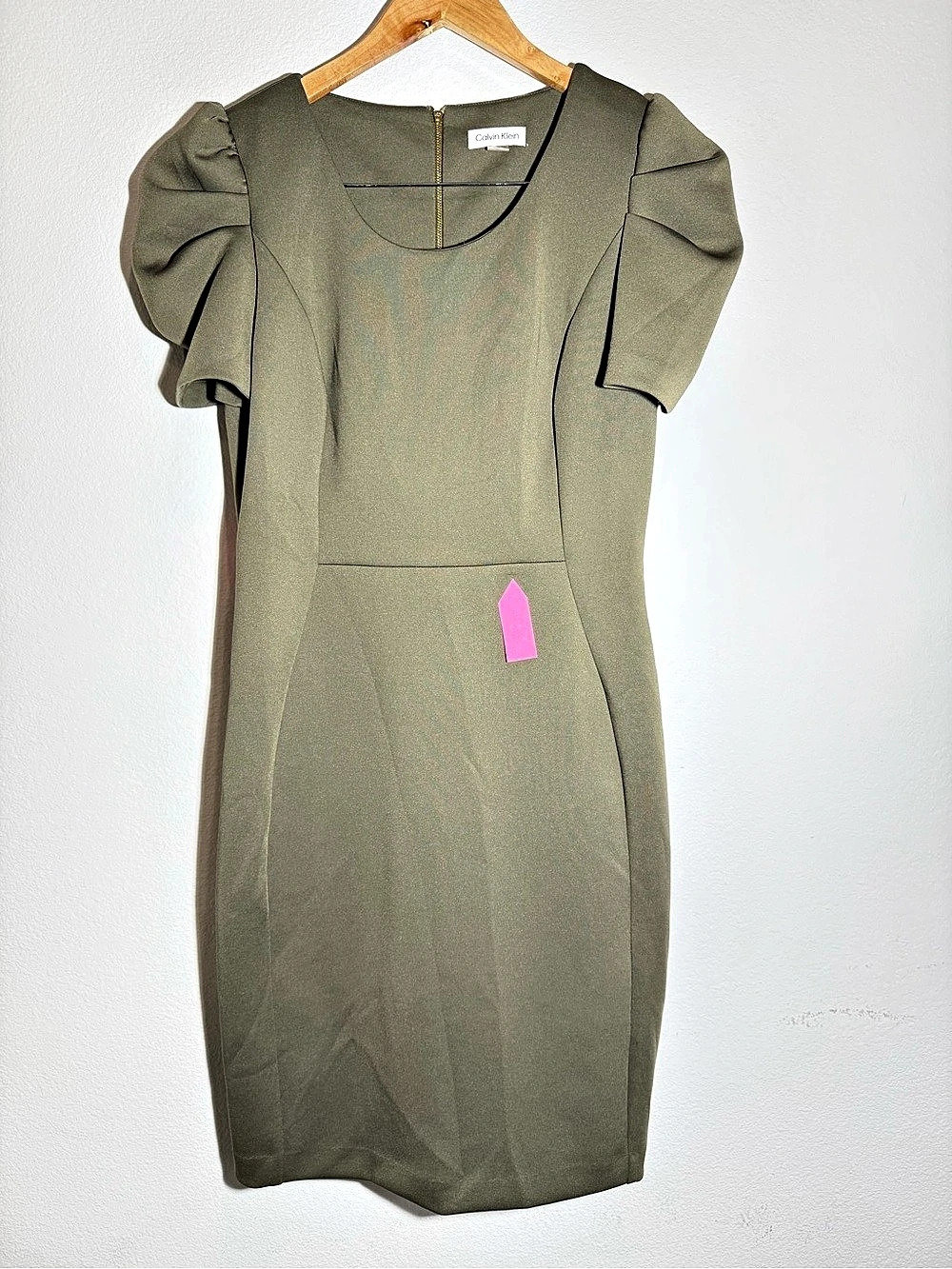 Calvin Klein Puff Sleeve Mini Dress in Green Size 12